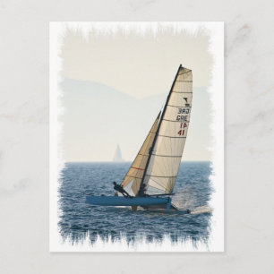 Racing Sailboat Postcard