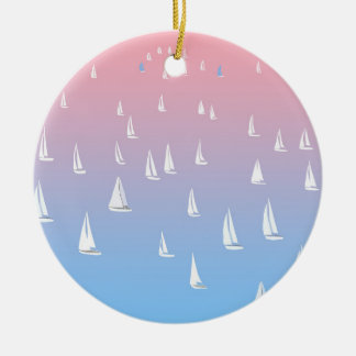 Racing sailboats in the open sea ceramic ornament
