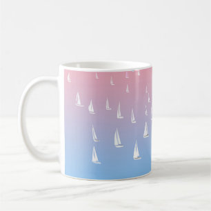Racing sailboats in the open sea coffee mug