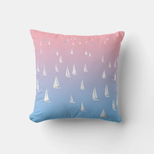 Racing sailboats in the open sea cushion