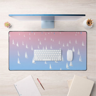 Racing sailboats in the open sea desk mat