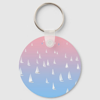 Racing sailboats in the open sea key ring