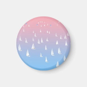 Racing sailboats in the open sea magnet