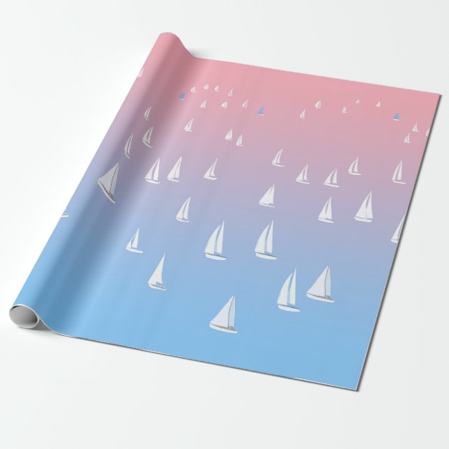Racing sailboats in the open sea wrapping paper (Unrolled)