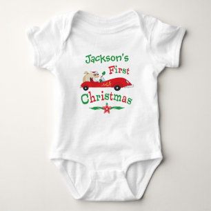 Racing Santa 1st Christmas Baby Bodysuit