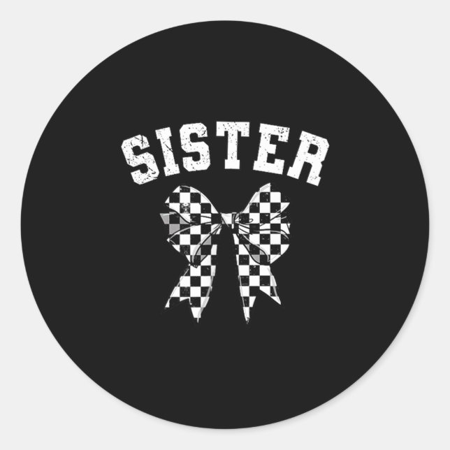 Racing Sister Of The First Birthday Boy Race Car F Classic Round Sticker (Front)