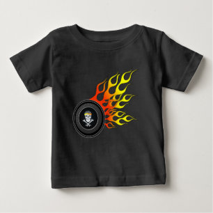 Racing Skull Wheel Flames Baby T-Shirt