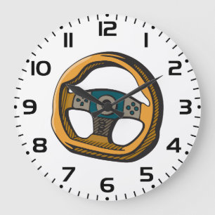 Racing Steering Wheel Controller Gamer Large Clock
