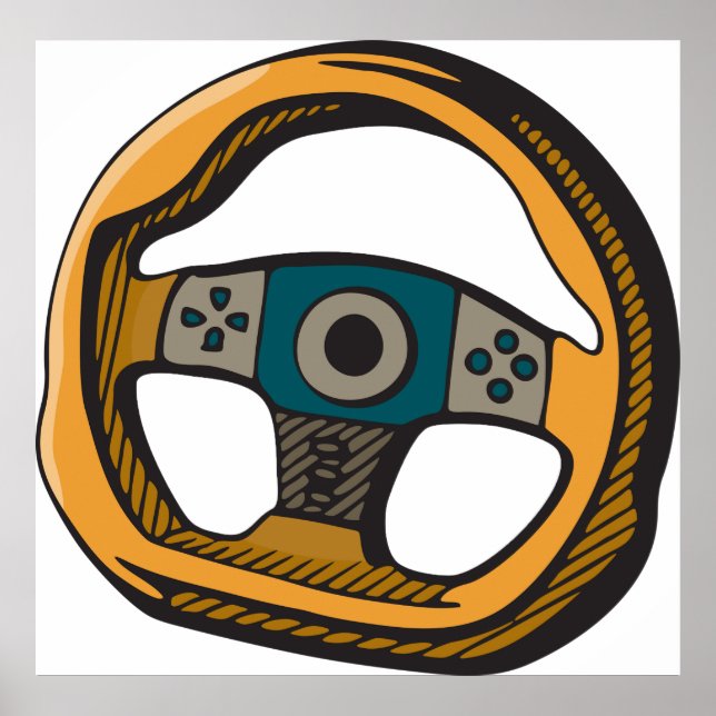 Racing Steering Wheel Controller Gamer Poster (Front)
