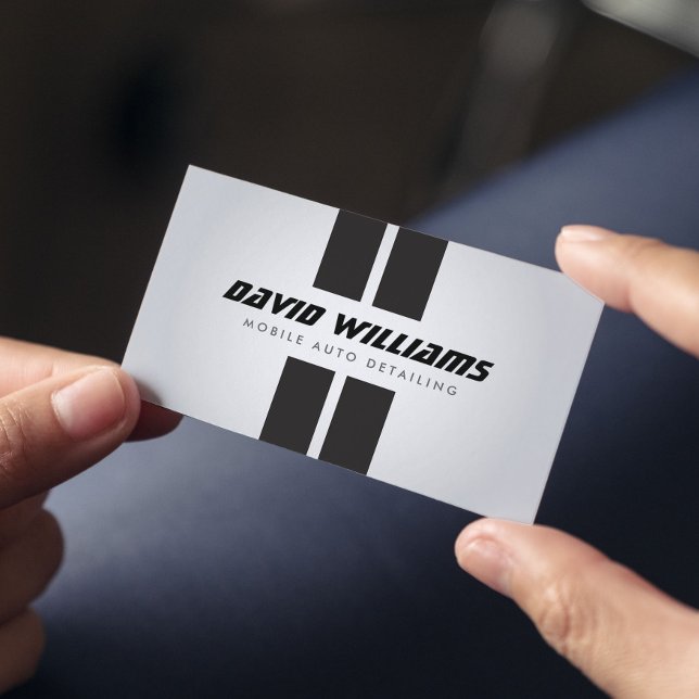 RACING STRIPES GRAY/BLACK Auto Detailing, Repair Business Card (Creator Uploaded)