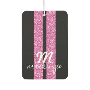 Racing Stripes Hot Pink Glitter Custom Car Air Freshener