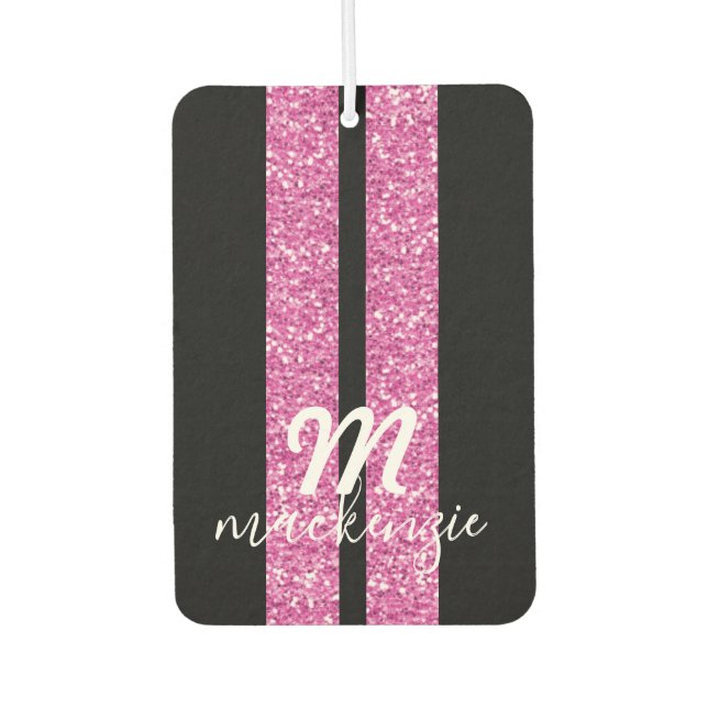 Racing Stripes Hot Pink Glitter Custom Car Car Air Freshener (Front)