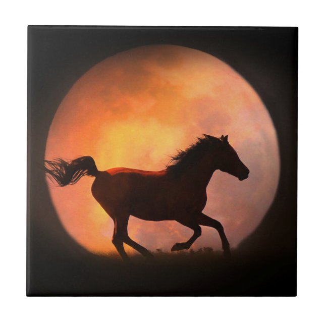 Racing the Moon Horse Art Tile (Front)