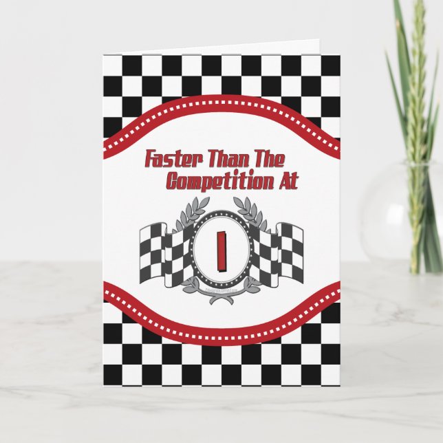 Racing Themed 1st Birthday Card (Front)