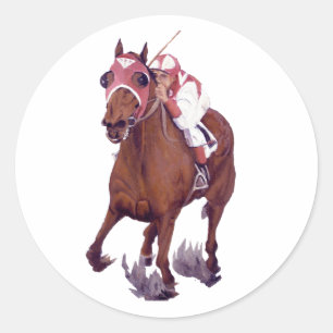 Racing Thoroughbred is the Winning Horse Classic Round Sticker