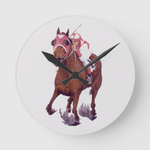 Racing Thoroughbred is the Winning Horse Round Clock