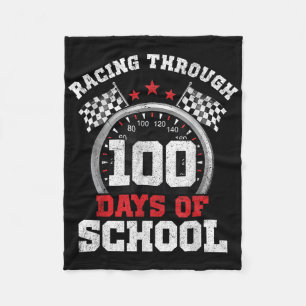 Racing Through 100 Days Of School Race Car 100th D Fleece Blanket