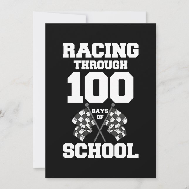 Racing Through 100 Days Of School Race Car Themed Save The Date (Front)