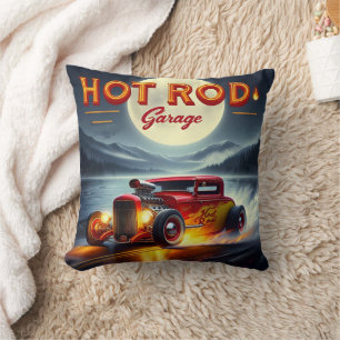 Racing through a moonlit landscape in a hot rod cushion