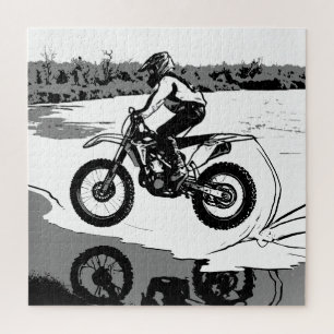 Racing Through Water - Motocross Rider Jigsaw Puzzle