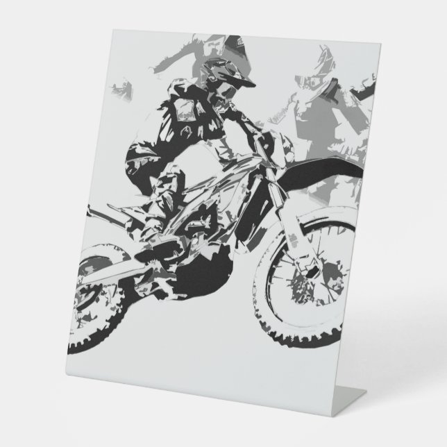 Racing to Win - Motocross Racers Pedestal Sign (Front)