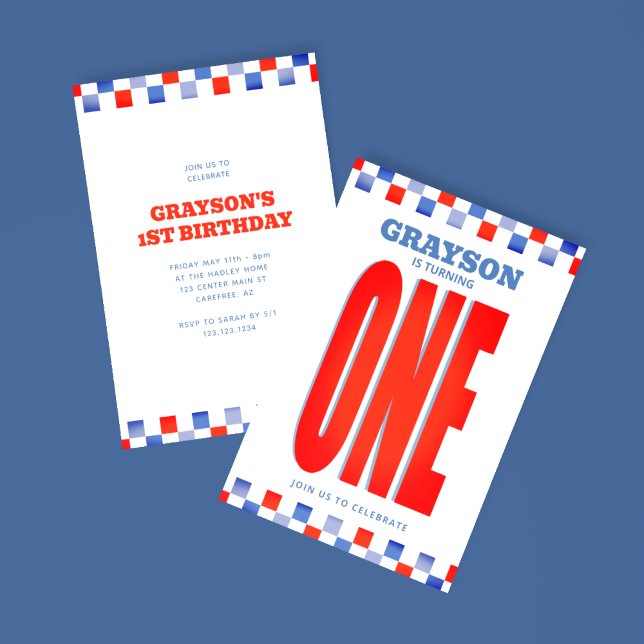 Racing Turning One 1st Birthday Invitation (Creator Uploaded)