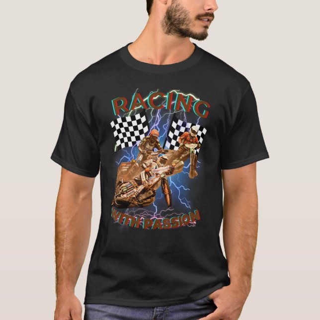 Racing with Passion Speedway Flat Track Motorcycle T-Shirt (Front)
