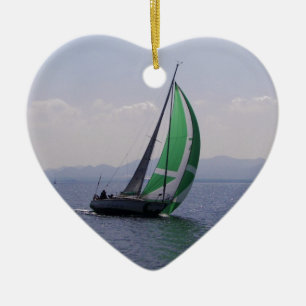 Racing yacht. ceramic ornament