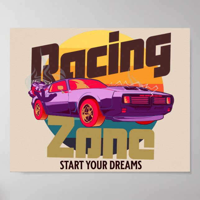 Racing Zone futuristic motors cyber sunset Poster (Front)