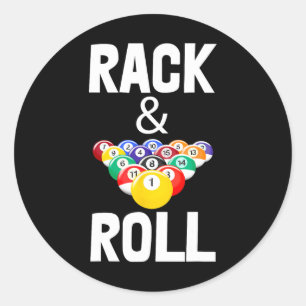 Rack & Roll Tee Shirts Cool Billiard Ball Tees Classic Round Sticker