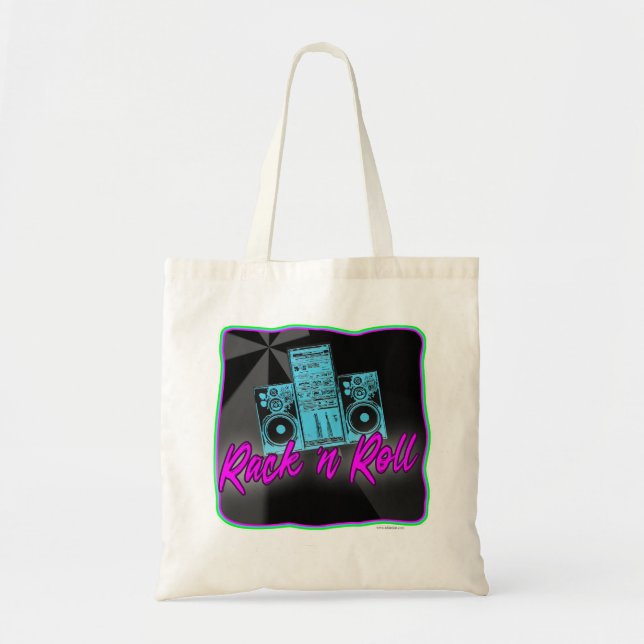 Rack and Roll Epic Stereo Salute Retro Slogan Tote Bag (Front)