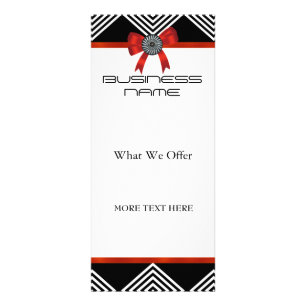 Rack Card Black White Stripe Red Bow