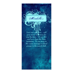 Rack Card Floral Grunge Salon Spa Blue Denim