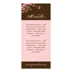 Rack Card Swirl Salon Spa Pink Brown