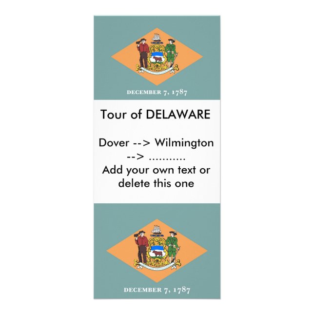 Rack Card with Flag of Delaware, U.S.A. (Front)