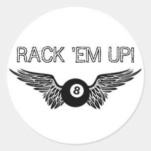 rack 'em up! : flying eightball classic round sticker
