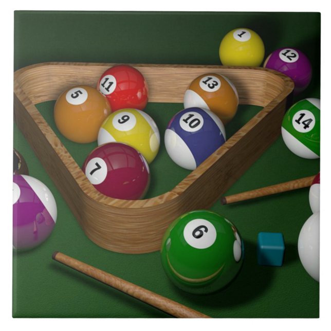 "Rack 'em up," game of billiards Ceramic Tile (Front)