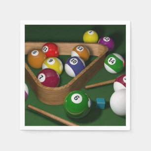 "Rack 'em up," game of billiards Napkin