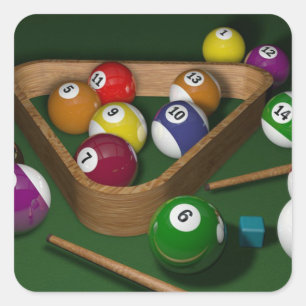 "Rack 'em up," game of billiards Square Sticker