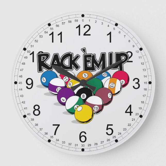 Rack Em Up Pool Large Clock (Front)
