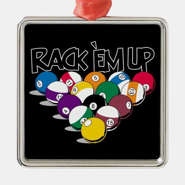 Rack Em Up Pool Metal Tree Decoration (Front)