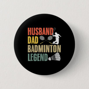 Racket Shuttle Sport Hobby Husband Dad Badminton L 6 Cm Round Badge