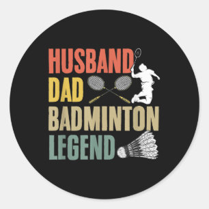 Racket Shuttle Sport Hobby Husband Dad Badminton L Classic Round Sticker