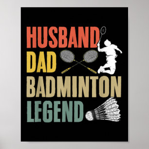 Racket Shuttle Sport Hobby Husband Dad Badminton L Poster