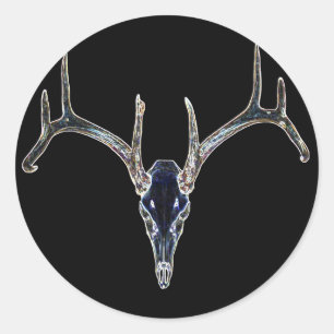 Rackgrafix Neon Buck Skull Sticker, Round Classic Round Sticker