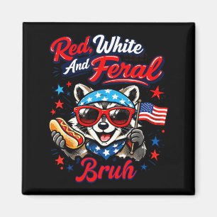 Racoon 4th of July Patriotic Bruh Red White and Magnet