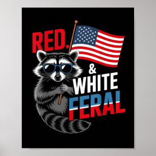 Racoon 4th Of July Patriotic Cute Red White And F Poster