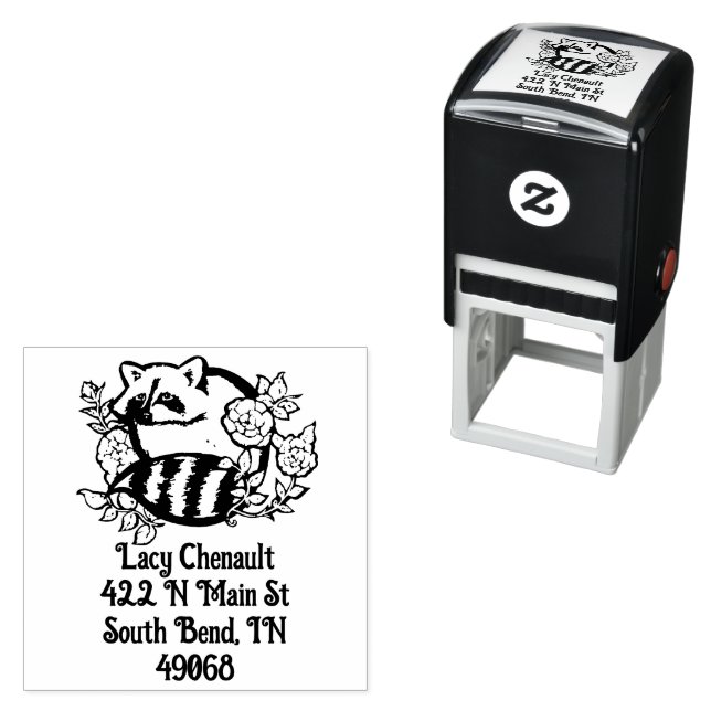 Racoon Address Self-inking Stamp (In Situ)