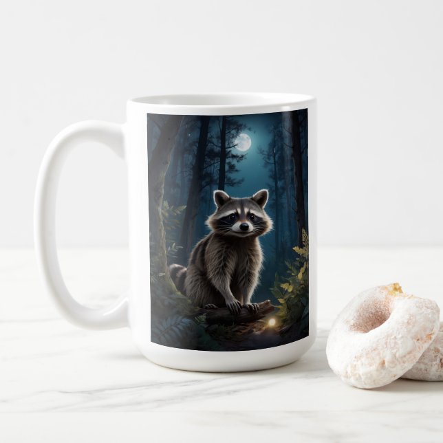 Racoon Adventure by Moonlight Wildlife  Coffee Mug (With Donut)