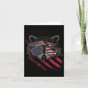 Racoon American Flag Patriotic 4th Of July Trash  Card